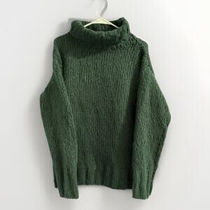 J. Crew Wool Alpaca Blend Turtleneck Sweater Sz S/M Soft Knit Oversized Green